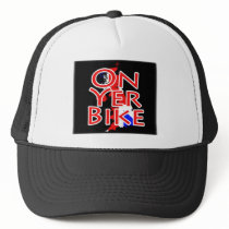 Union Jack Flag On Map Of Britain - On Yer Bike Trucker Hats