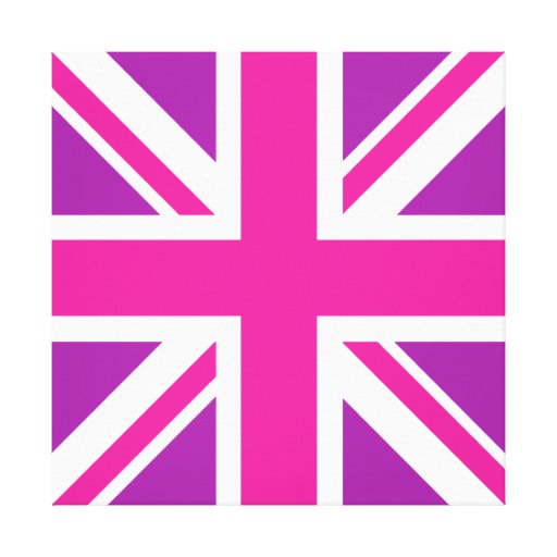 Union Jack Flag Pink, Purple & White Gallery Wrapped Canvas Zazzle