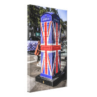 Union Jack Flag Telephone box in central London Gallery Wrapped Canvas