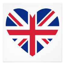 Union Jack Heart Shape Custom Invitation