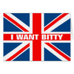 Union Jack I want bitty Greeting Cards