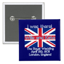 Union Jack I WAS THERE Royal Wedding Tshirt Pinback Buttons