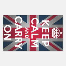 Union Jack Keep Calm And Carry On Rectangular Stickers