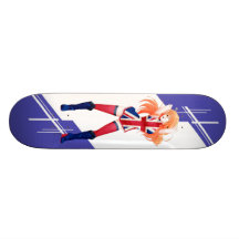 Union Jack Manga girl dressed in Flag - UK - Skate Deck