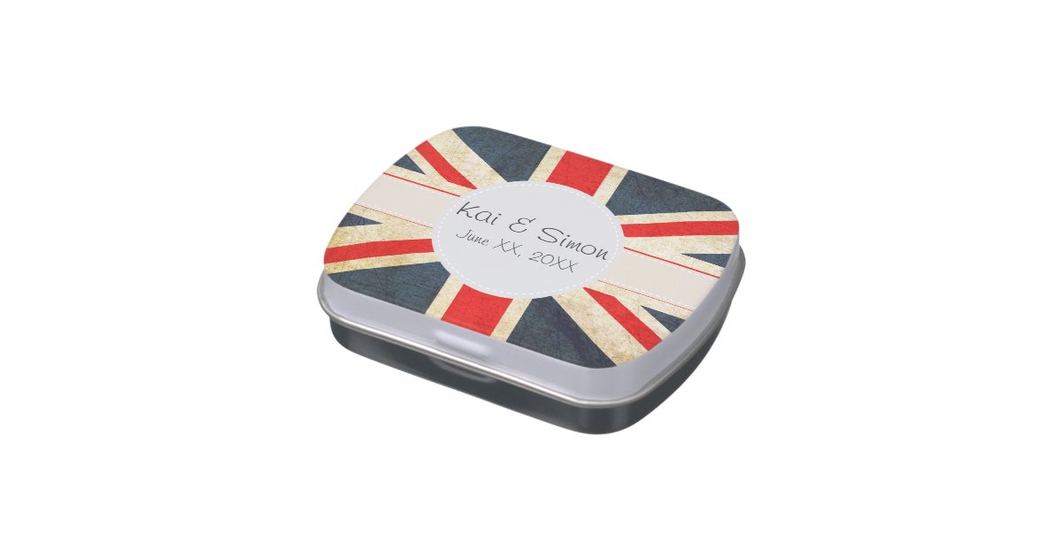 Union Jack Monogram Wedding Favor Filled Candy Tin Zazzle