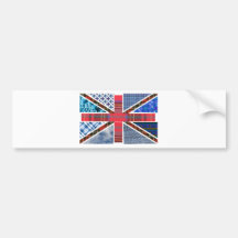 Union Jack Patchwork Pattern Bumper Stickers