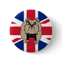 Union Jack UK bulldog button by funny_tshirt Union Jack UK bulldog button