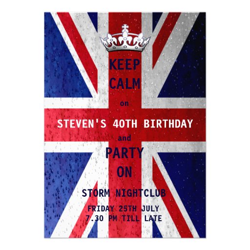 Union Jack UK Flag Birthday Party Invitations