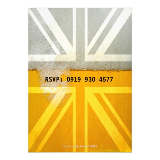 Union Jack UK Flag Cold Fresh Beer Birthday Party Personalized Invitations