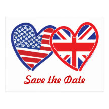Union Jack/USA Save the Date Post Card