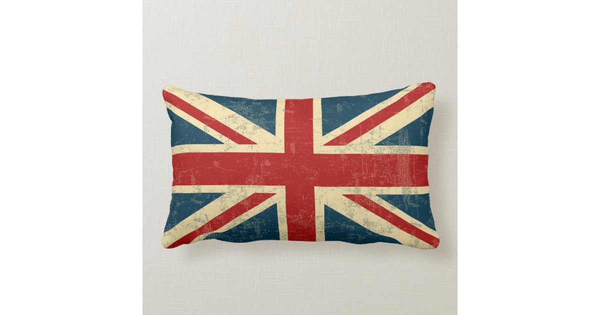 Union Jack Vintage Faded Lumbar Pillow Zazzle