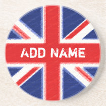 Union Jack with area for personalization coasters