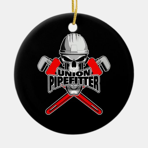 Union Pipefitter Skull and Wrenches Ceramic Ornament Zazzle
