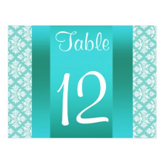 Union Square NYC Aqua WhiteDamask 443 Table Number Post Card