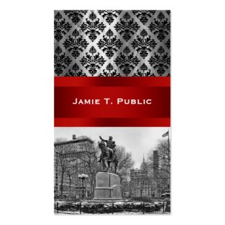 Union Square NYC Black Damask 211 Business Cards