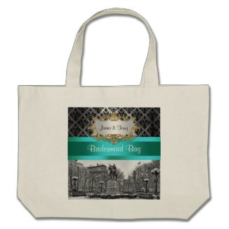 Union Square NYC Black Damask 212 Canvas Bag