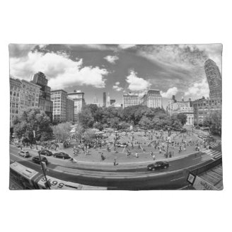 Union Square NYC From Above, B&W, Fish Eye View Placemat