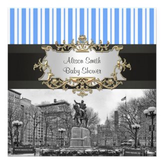 Union Square NYC Winter BW 01G Baby Shower Invite