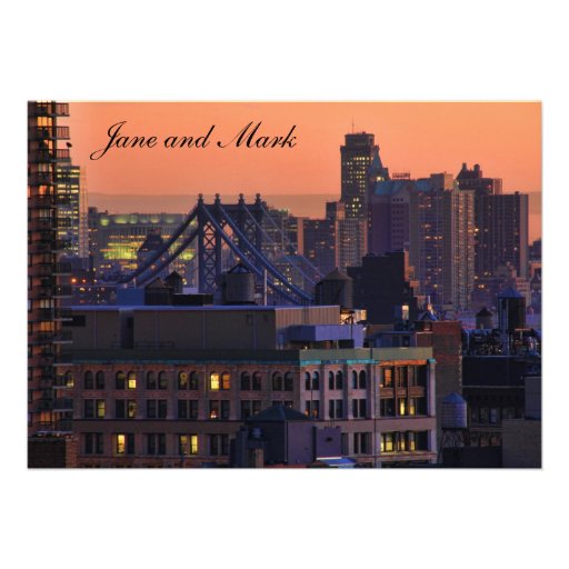Union Square view of Manhattan Bridge, Pink Sky #1 Announcements
