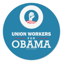 Union Workers for Obama Round Sticker