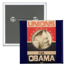 Unions for Obama 2012 Grunge Buttons