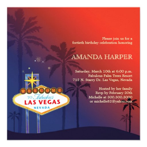 Unique 40th Las Vegas Birthday Party Invitations