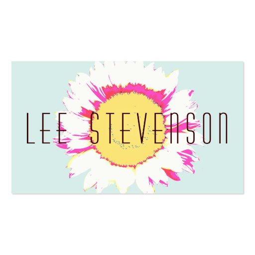 Unique and Colorful Pink, Yellow and Blue Floral Business Card Templates (front side)