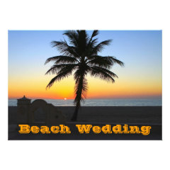 Unique Beach Wedding Invitations Palm Tree Sunset