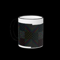 Unique Black Coffee Mug with color patterns