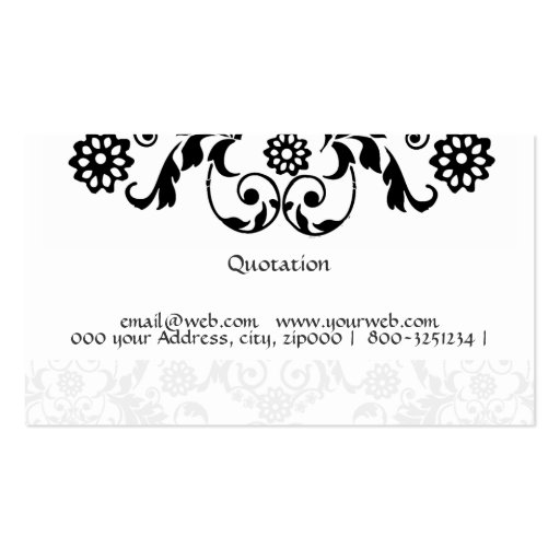 Unique  Black  Lace Monogram Business Card (back side)