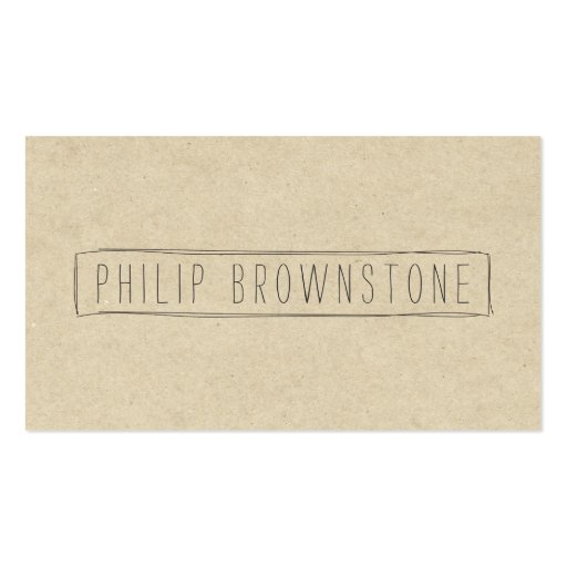 Unique Box Sketch Hand-Written Name on Cardboard Business Card (front side)