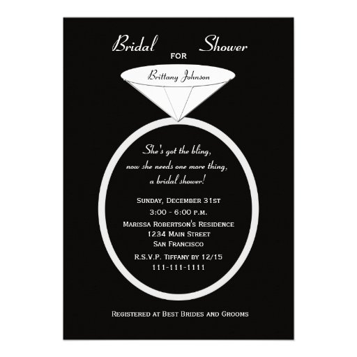 Unique Bridal Shower Invitation -- Unique Ring Personalized Invites