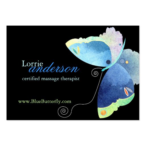 Unique Butterfly Massage Therapist Business Cards (front side)