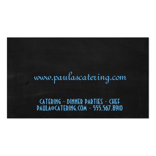 Unique Catering Business Cards Blue With Chicken (back side)