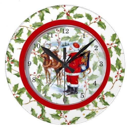 Unique Christmas Clock Santa in Clock | Zazzle