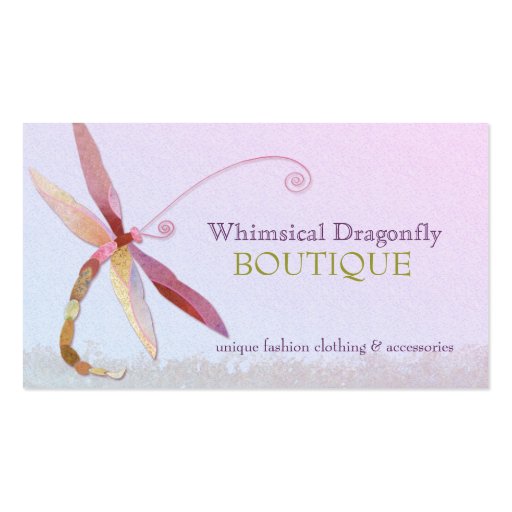 Unique, Colorful Dragonfly Fashion Business Cards (front side)