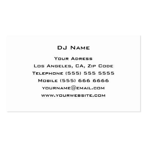 Unique DJ Business Card (back side)