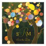Unique Fall Love Trees Monogram Save the Date Custom Invite