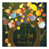 Unique Fall Love Trees Monogram Save the Date Custom Invite