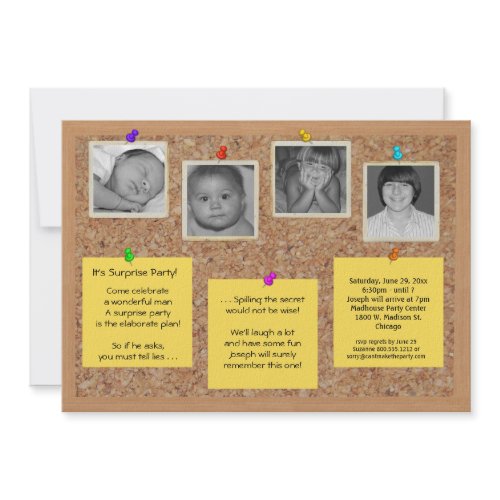 Unique Faux Cork Bulletin Board Party Invite zazzle_invitation