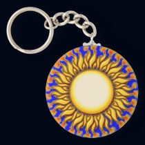 Unique Flaming Tribal Sun Design keychains