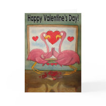 Unique Flamingo Happy Valentine's Day Paper Card by icansketchu Unique Flamingo Happy Valentine's Day Paper Card