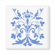 Unique Fleur de lis Queen (blue) magnets by ARTegrity Unique Fleur de lis Queen (blue) magnets