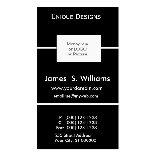 Unique Formal Black and White Business Card