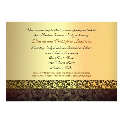 unique golden 50 anniversary photo invitations