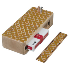 Unique Golden Brown Quatrefoil Maroccan Pattern Maple Cribbage Board