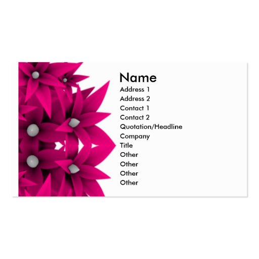 Unique Hot Pink Flowers Business Card (front side)