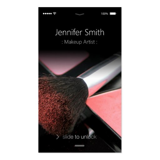 Unique iPhone iOS Style - Cosmetics Makeup Artist Business Card Template (front side)