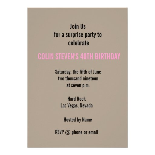 Unique Las Vegas Birthday Party Invitation