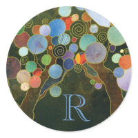 Unique Love Trees Blue Wedding Monogram Stickers